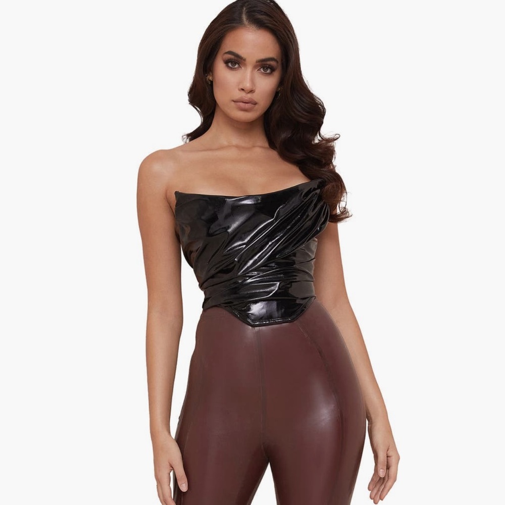 House of CB Black Strapless Crop Top
